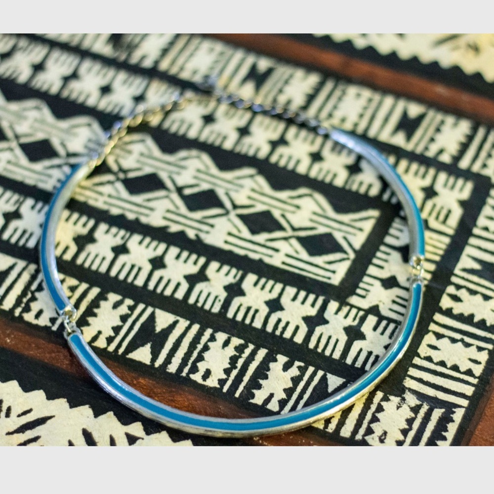Blue Enamel Collar Necklace